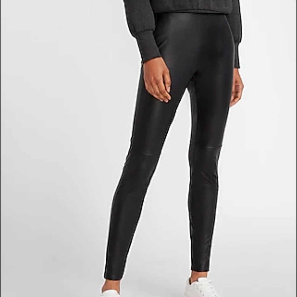 Express Super High waisted Vegan Leather Seemed Leggings